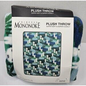 Studio Ghibli Princess Mononoke Throw Blanket Kodama Forest Spirits  45"×60"
